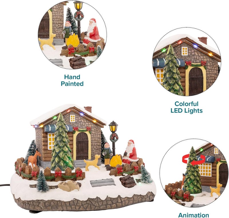 FG Square Christmas Village Animated Santa's Getaway | Christmas House Collection Accessories Figurines for Decorations and Gift | Motion and Sound with Multicolor LED Lights - Image 5